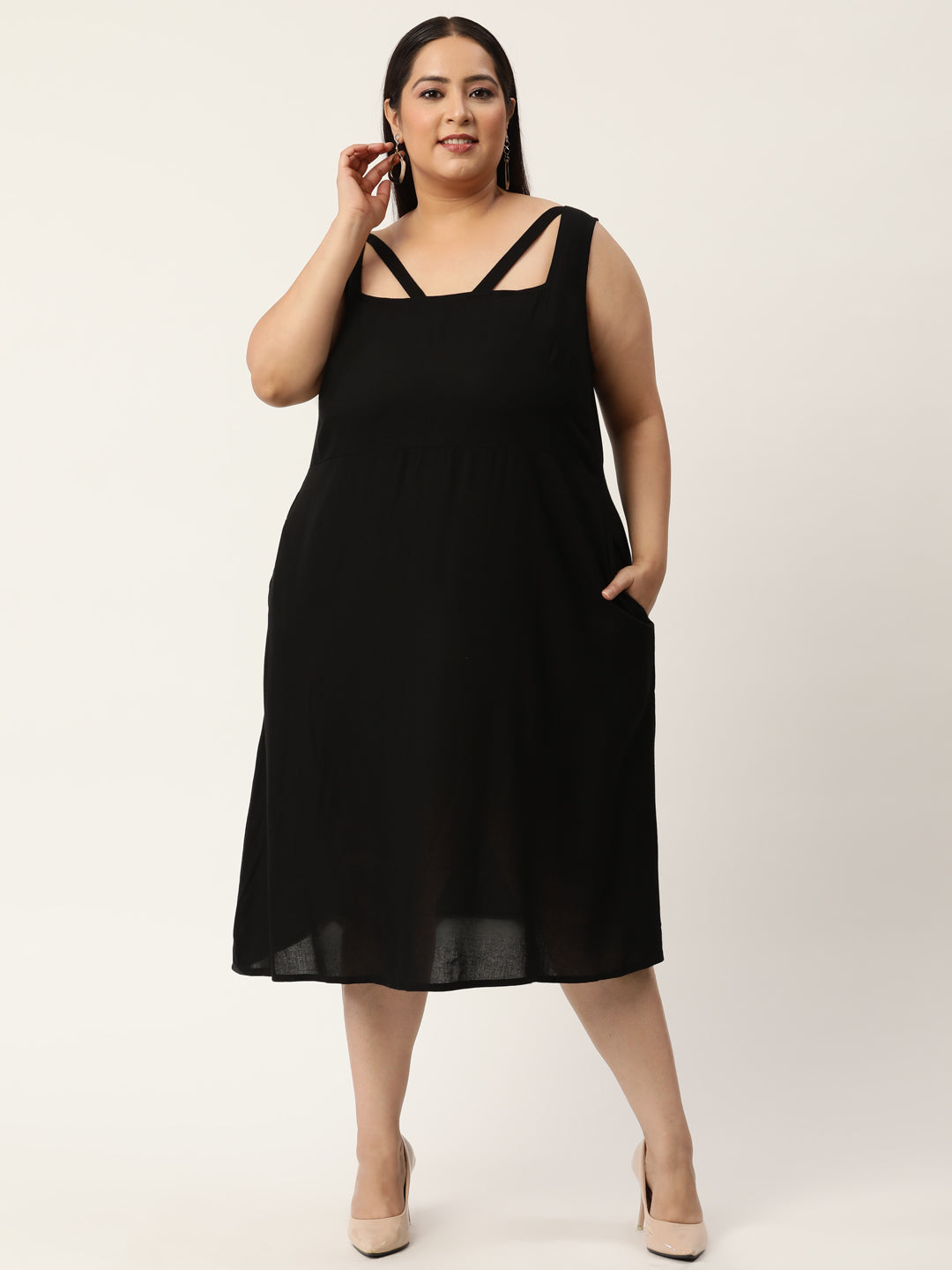 Plus Size A-Line Party Wear Midi Dress