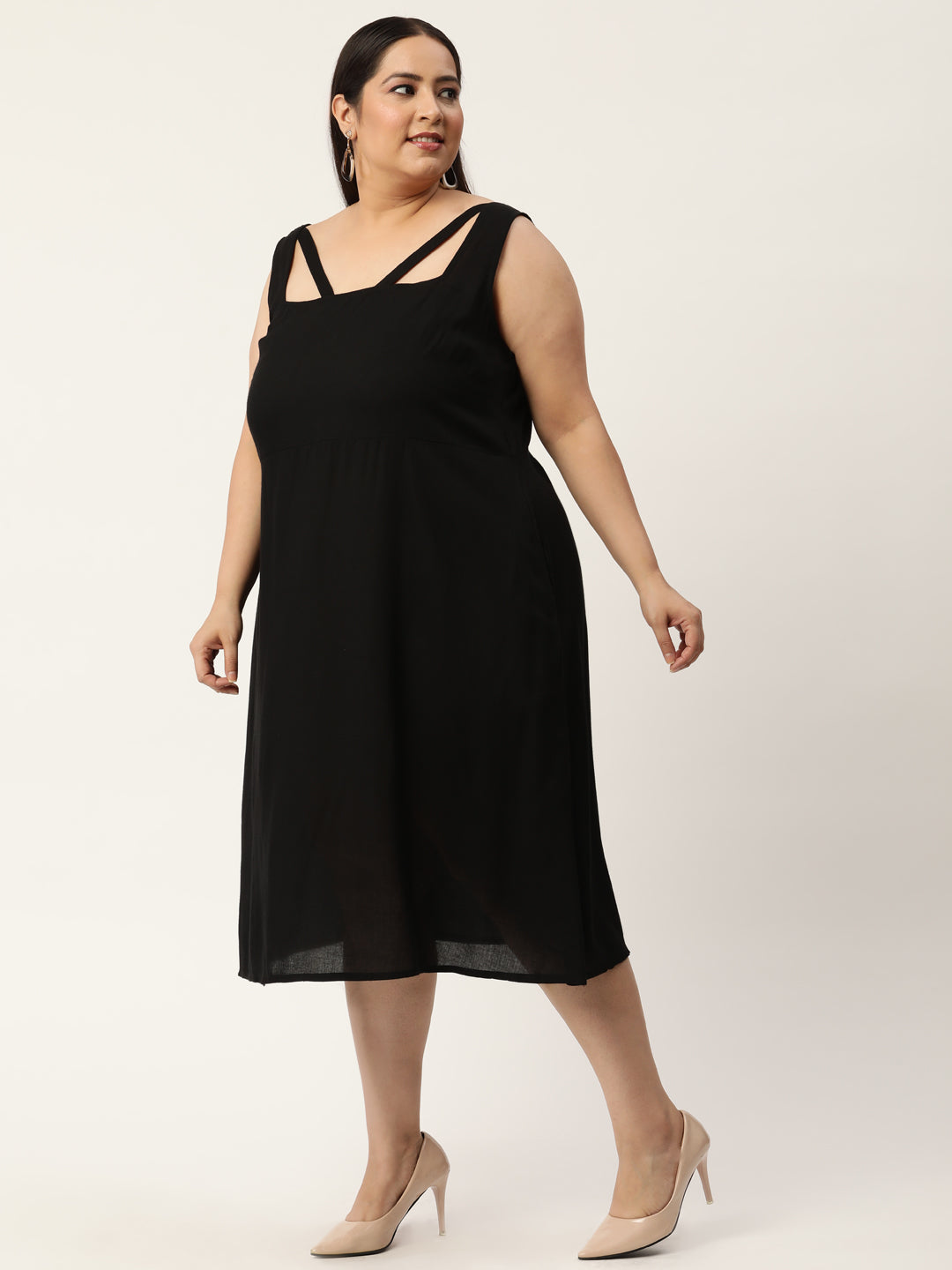 Plus Size A-Line Party Wear Midi Dress