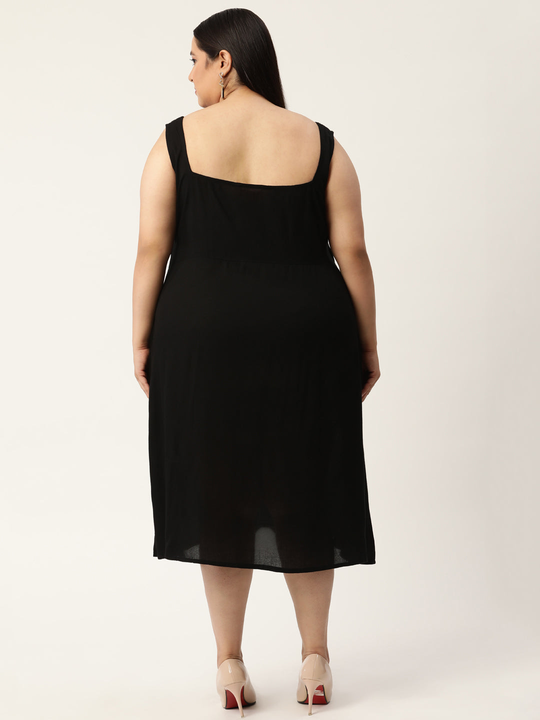 Plus Size A-Line Party Wear Midi Dress