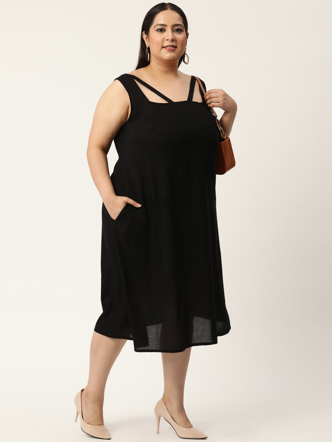 Plus Size A-Line Party Wear Midi Dress