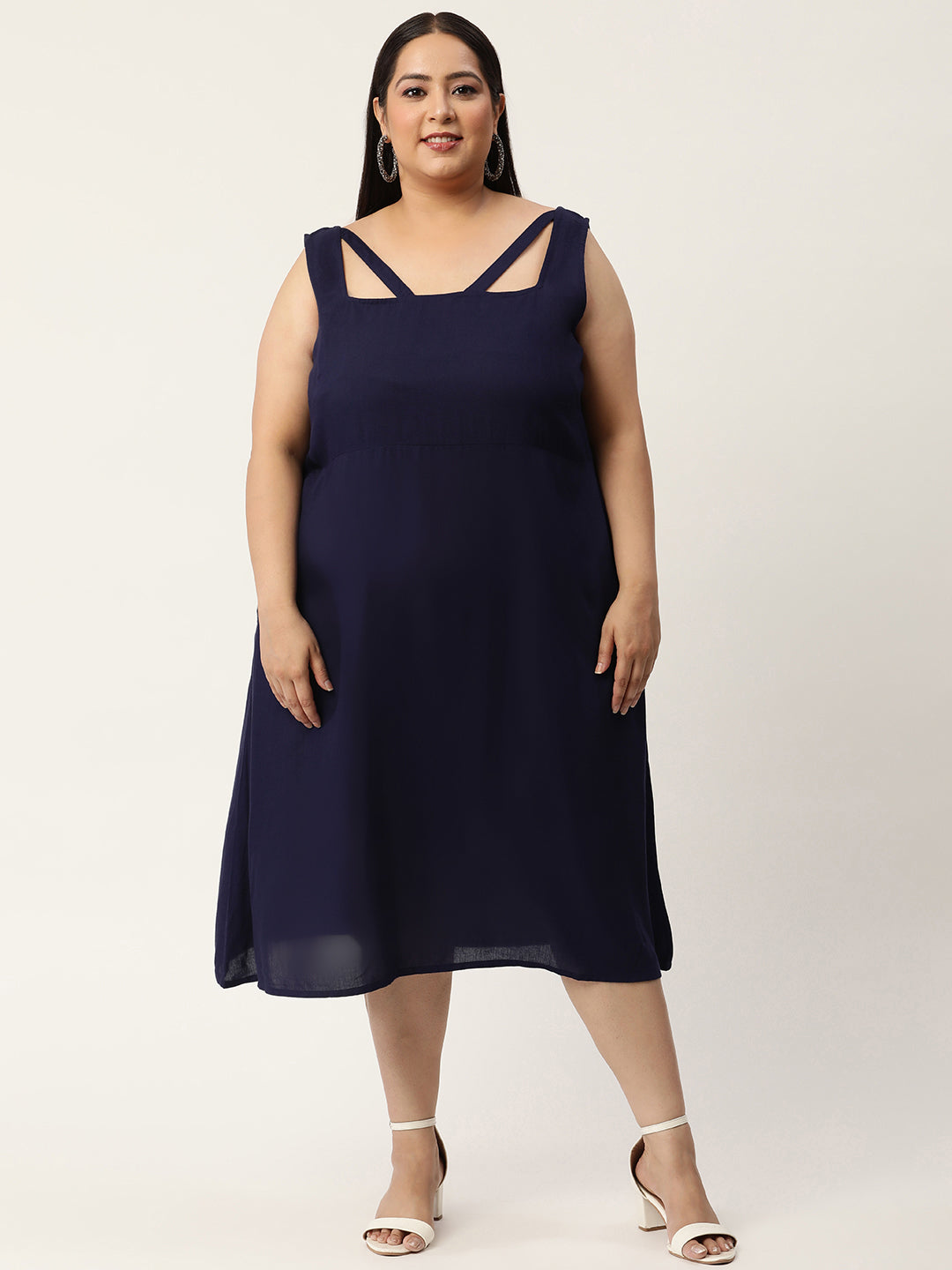 Plus Size A-Line Party Wear Midi Dress