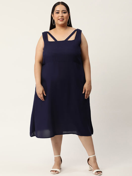 Plus Size A-Line Party Wear Midi Dress