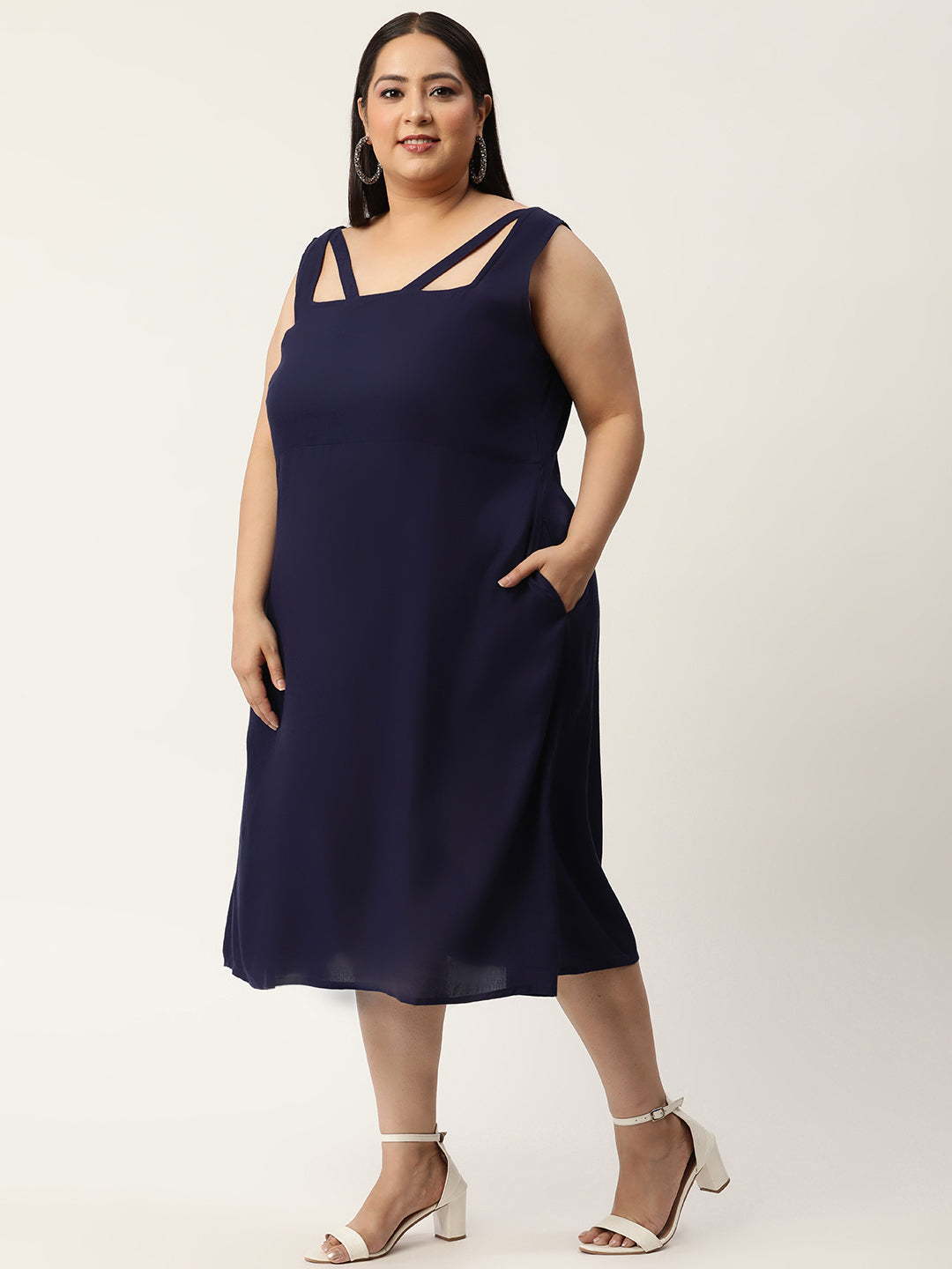 Plus Size A-Line Party Wear Midi Dress