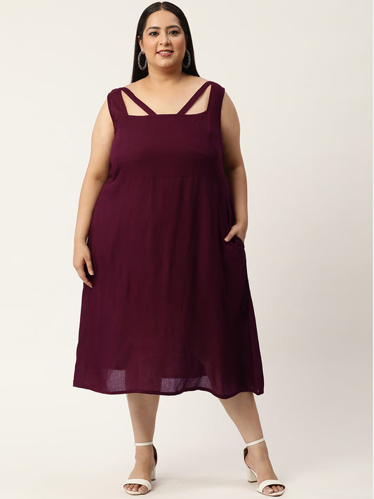 Plus Size A-Line Party Wear Midi Dress
