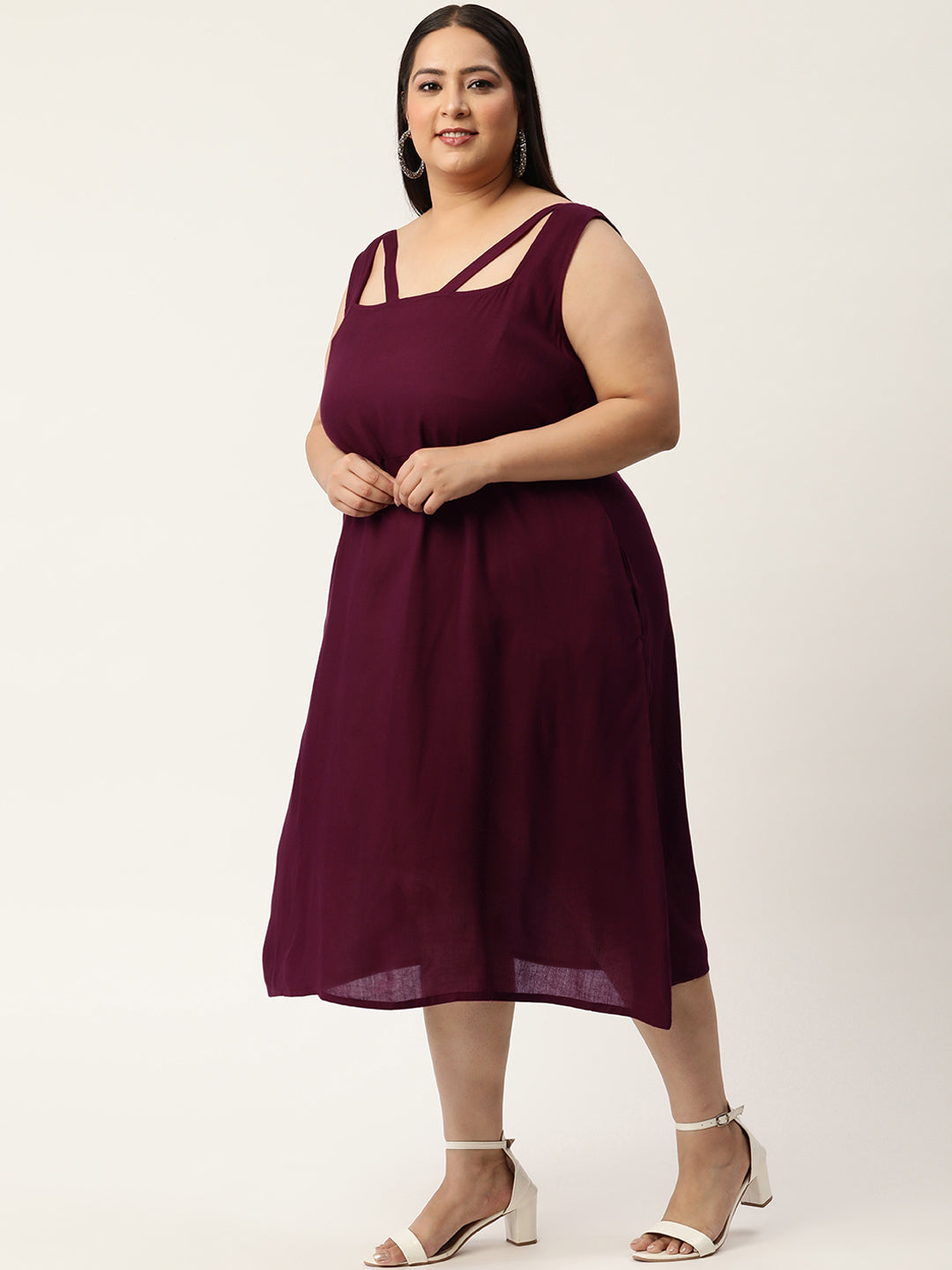 Plus Size A-Line Party Wear Midi Dress
