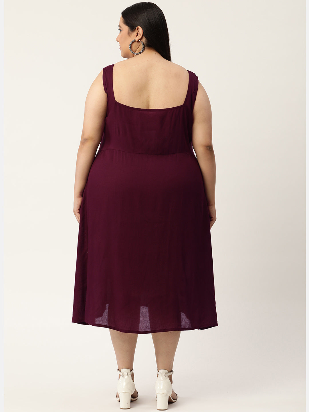 Plus Size A-Line Party Wear Midi Dress