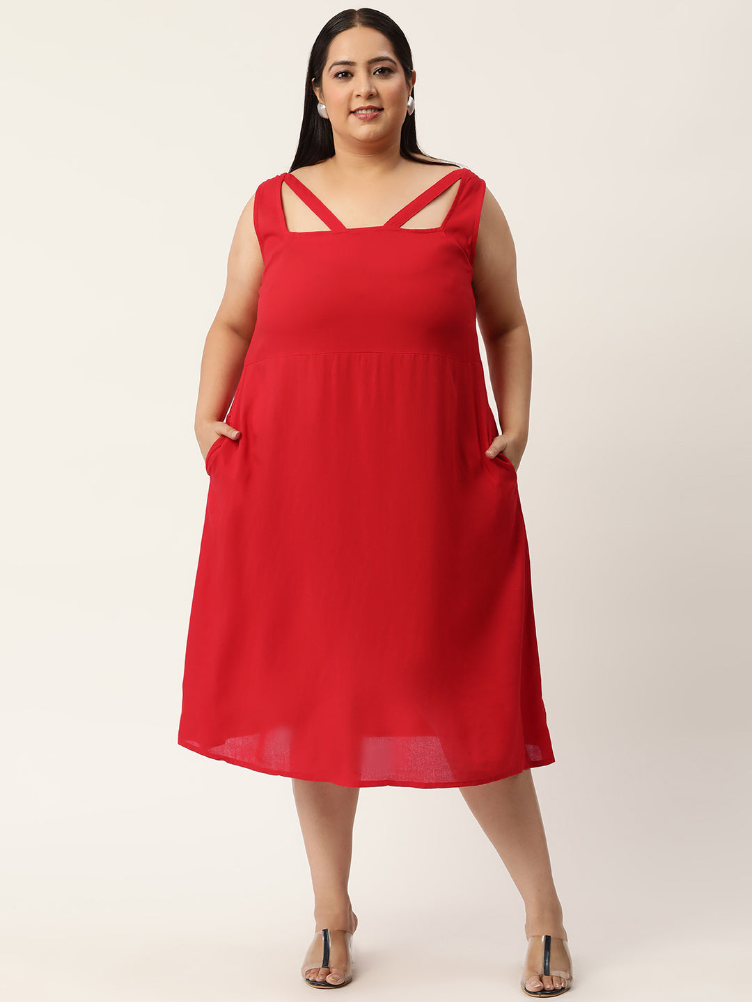 Plus Size A-Line Party Wear Midi Dress