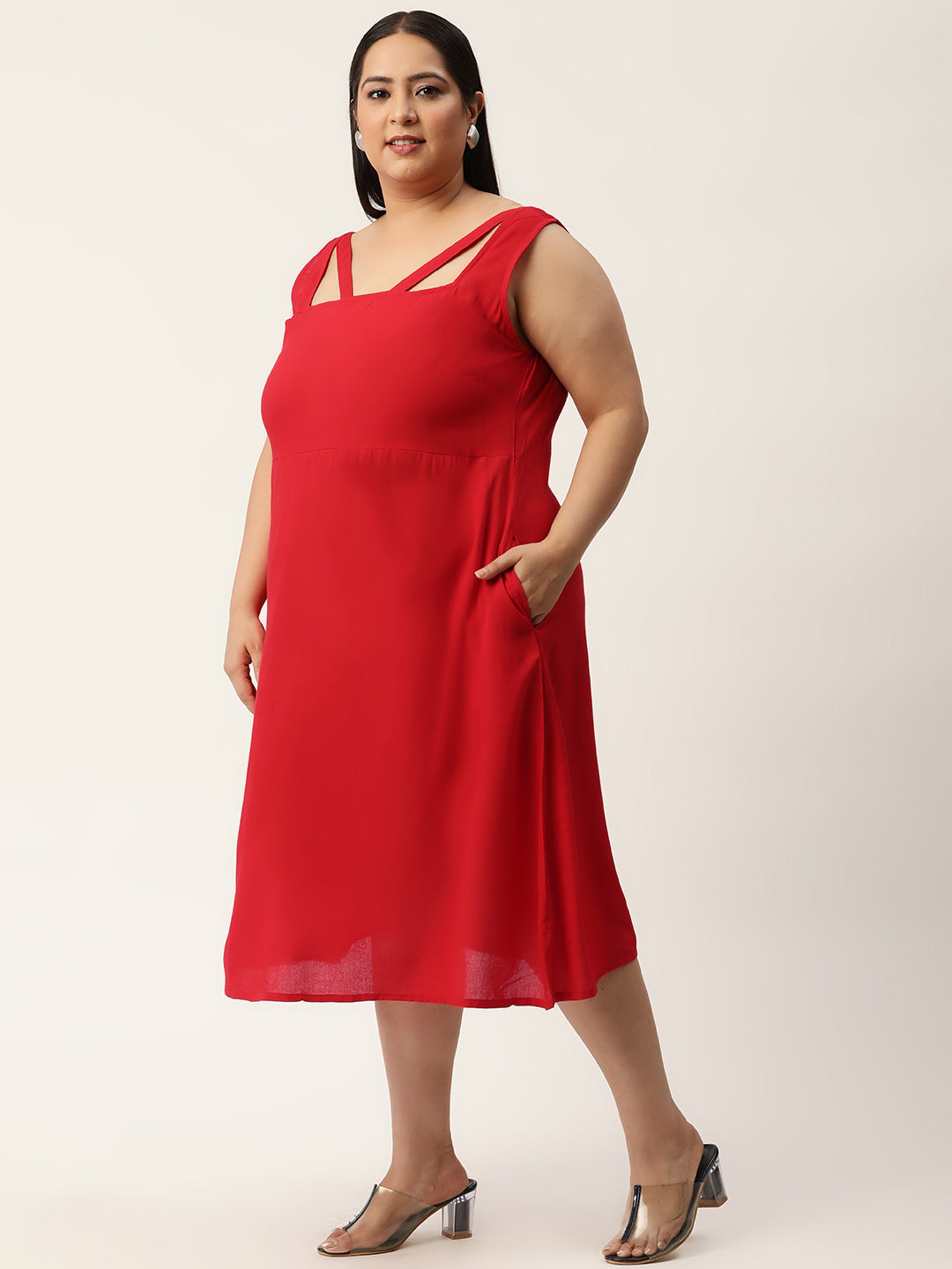 Plus Size A-Line Party Wear Midi Dress