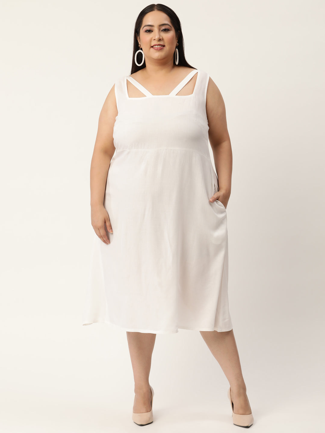 Plus Size A-Line Party Wear Midi Dress