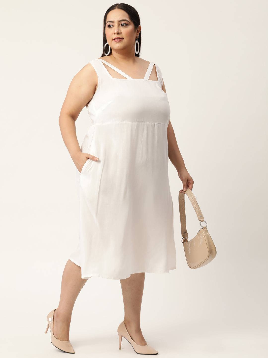 Plus Size A-Line Party Wear Midi Dress