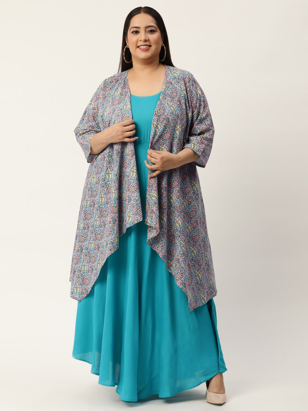 Plus Size Maxi Dress with Shrug