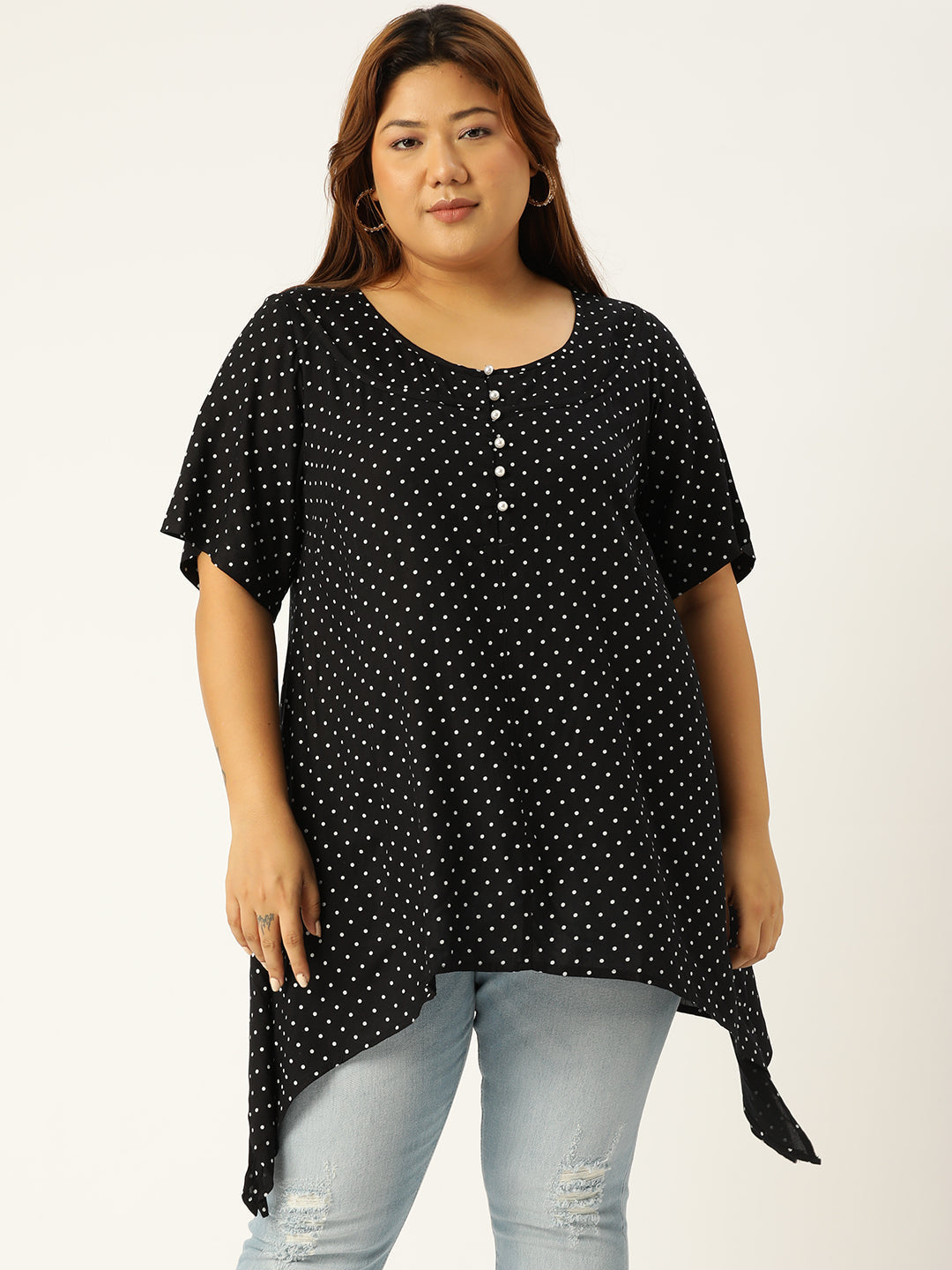 Plus Size Asymmetrical Longline Top