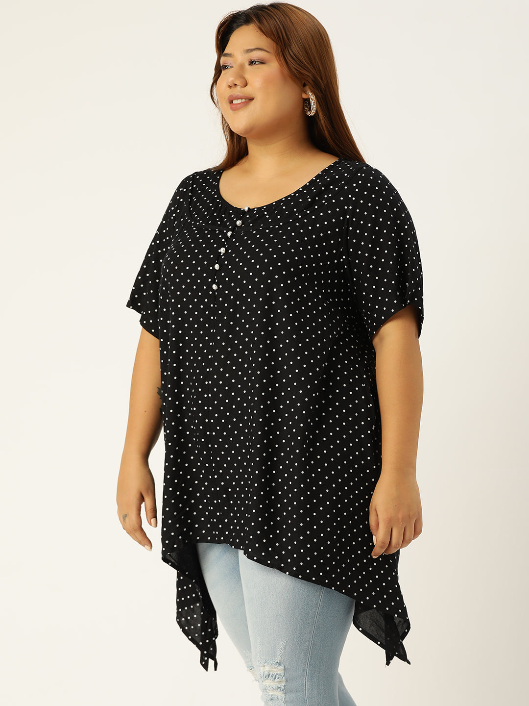 Plus Size Asymmetrical Longline Top