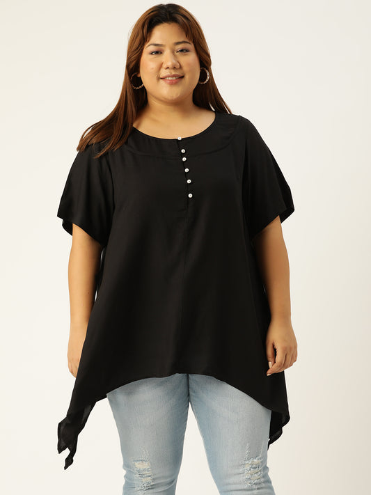 Plus Size Asymmetrical Longline Top