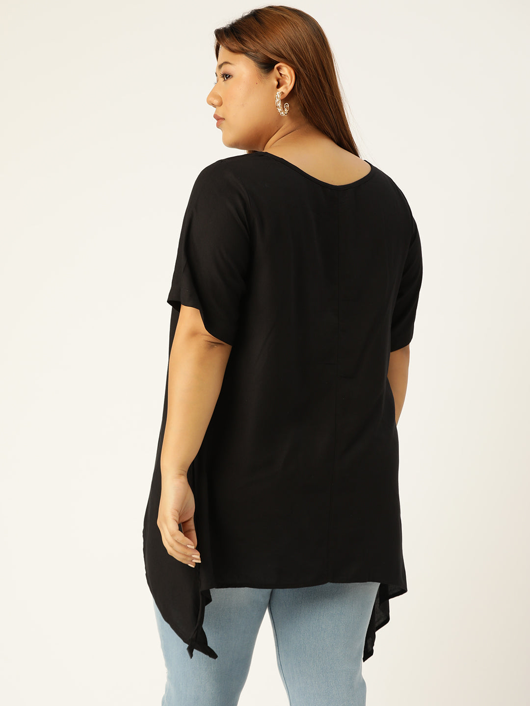 Plus Size Asymmetrical Longline Top