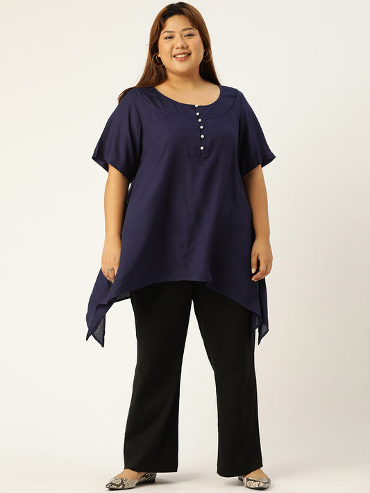 Plus Size Asymmetrical Longline Top