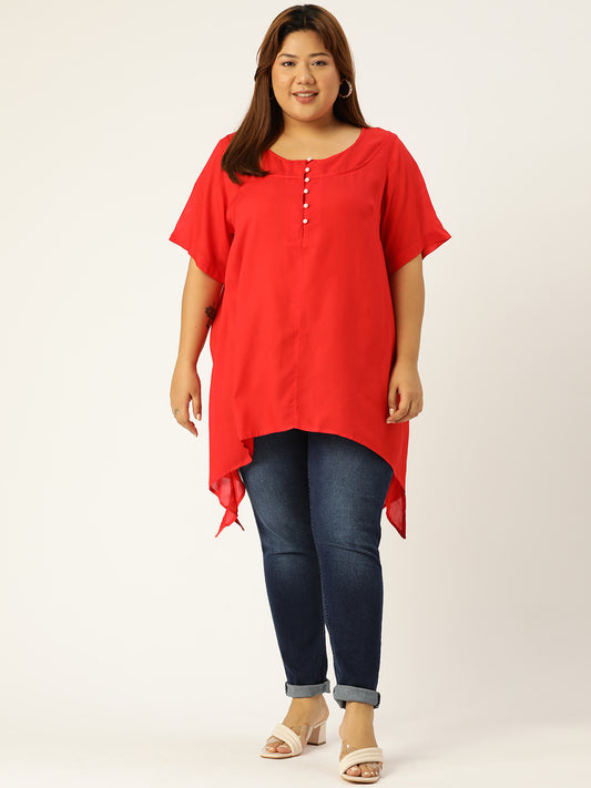 Plus Size Asymmetrical Longline Top
