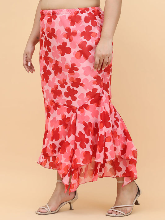 Plus Size Women Black Solid A-Line Skirt