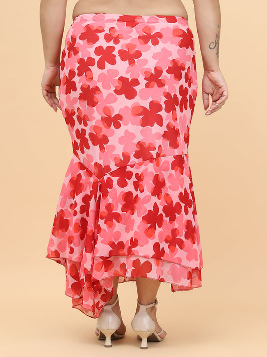 Plus Size Women Black Solid A-Line Skirt