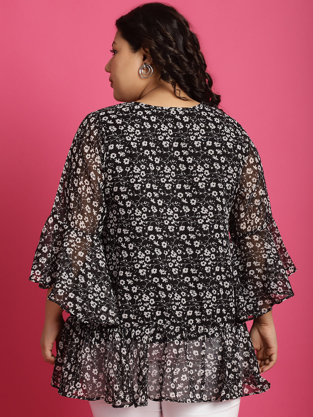 Plus Size Layered Georgette Wrap Top