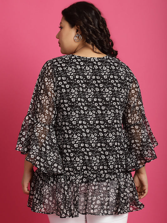 Plus Size Layered Georgette Wrap Top
