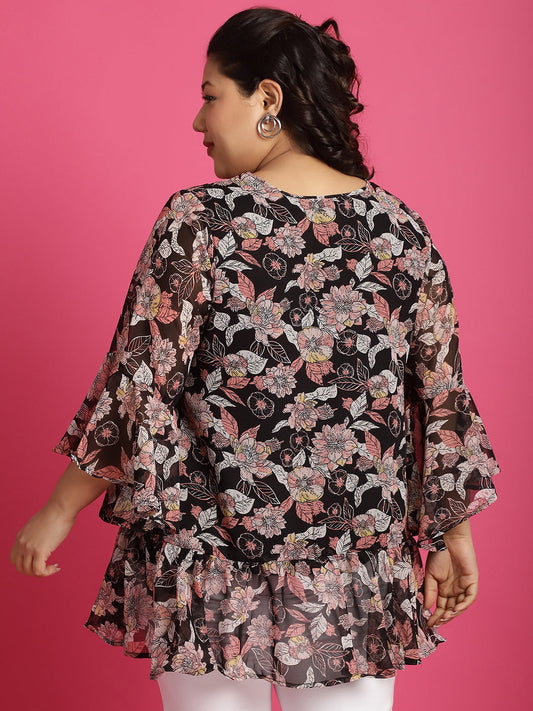 Plus Size Layered Georgette Wrap Top