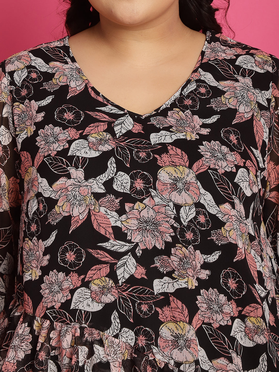 Plus Size Layered Georgette Wrap Top
