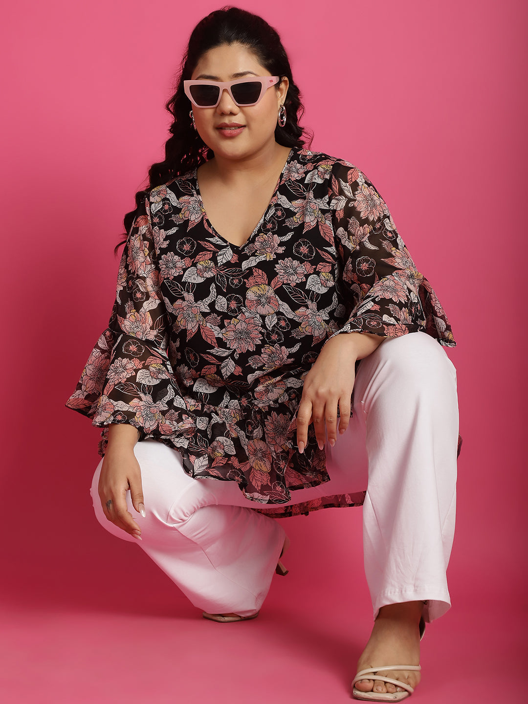 Plus Size Layered Georgette Wrap Top