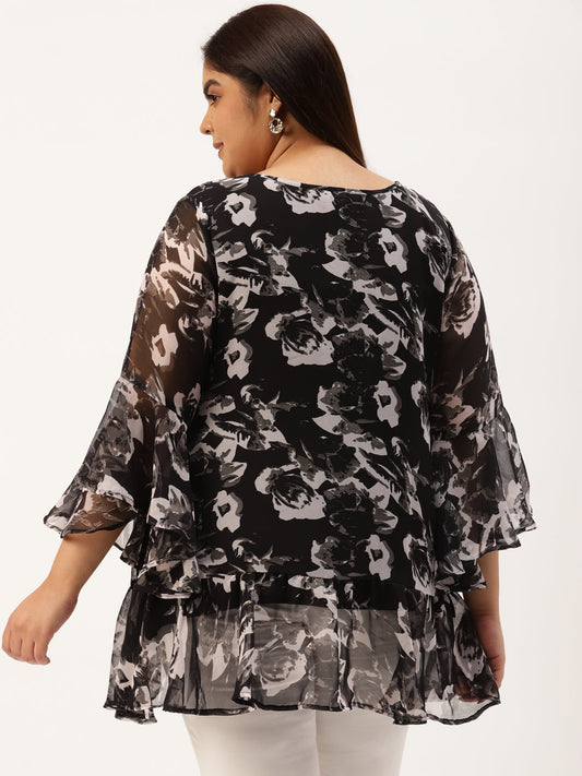 Plus Size Layered Georgette Wrap Top