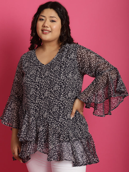Plus Size Layered Georgette Wrap Top