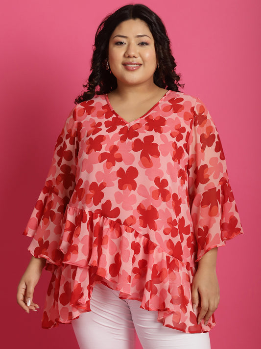 Plus Size Layered Georgette Wrap Top