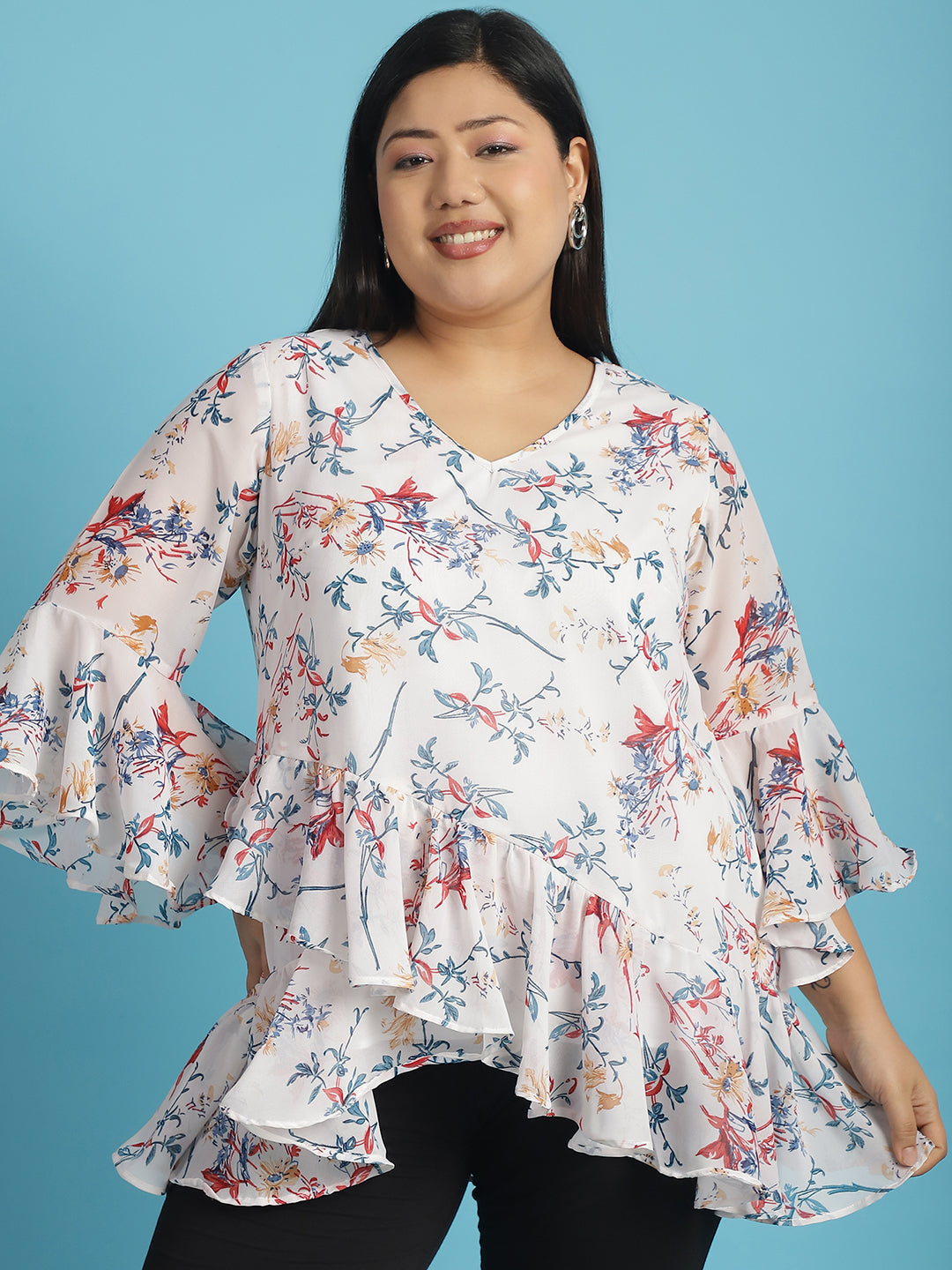 Plus Size Layered Georgette Wrap Top