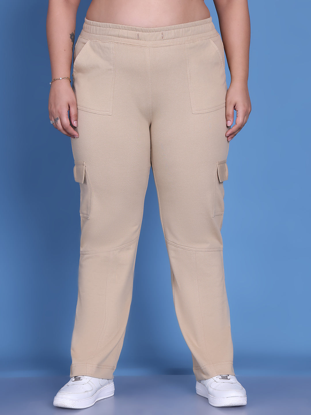 Women Smart Relaxed Fit High-Rise Plus Size Trousers