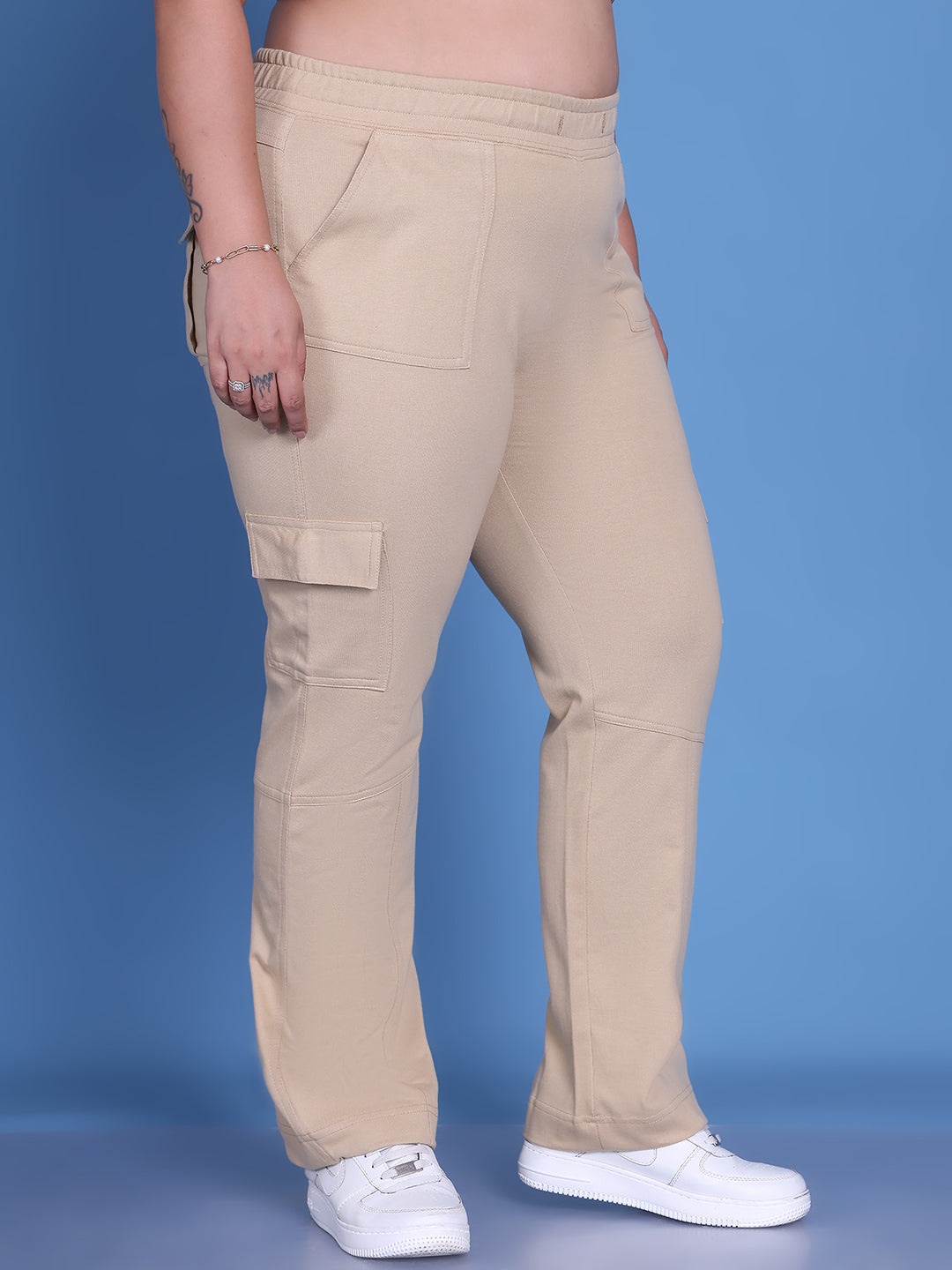 Women Smart Relaxed Fit High-Rise Plus Size Trousers
