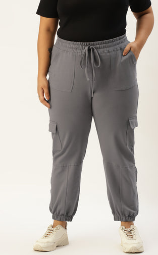 Women Plus Size High-Rise Cargo Joggers
