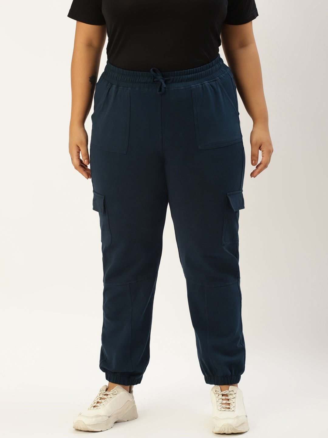 Women Plus Size High-Rise Cargo Joggers