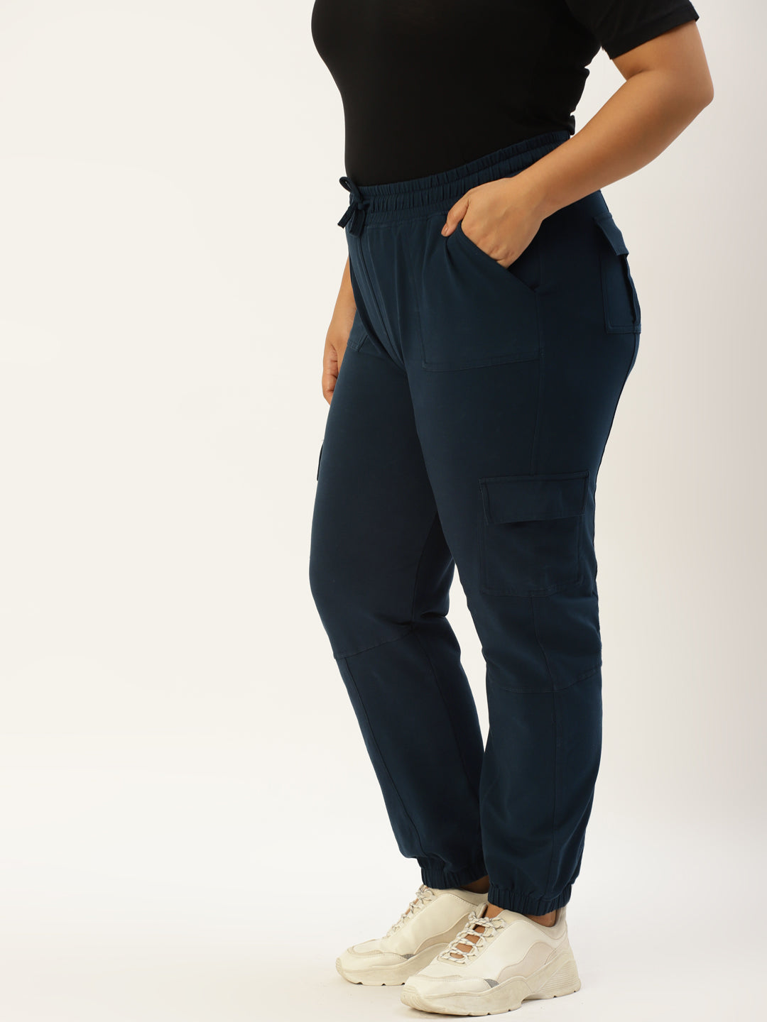 Women Plus Size High-Rise Cargo Joggers
