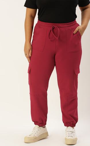 Women Plus Size High-Rise Cargo Joggers