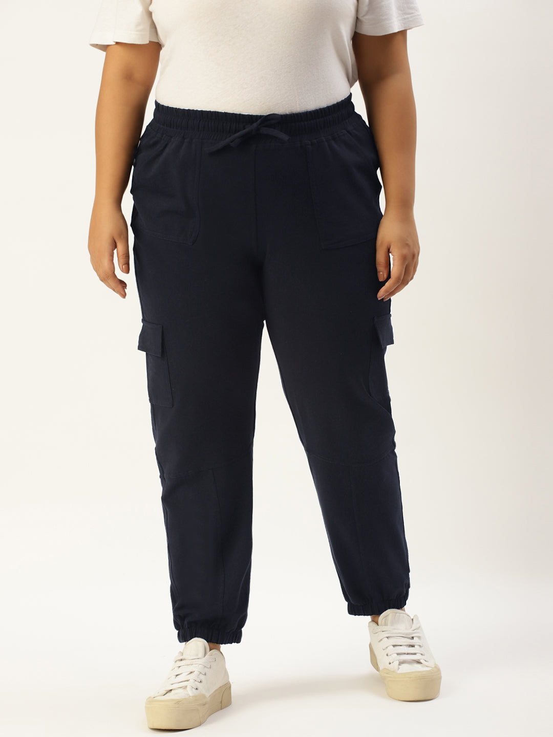 Women Plus Size High-Rise Cargo Joggers