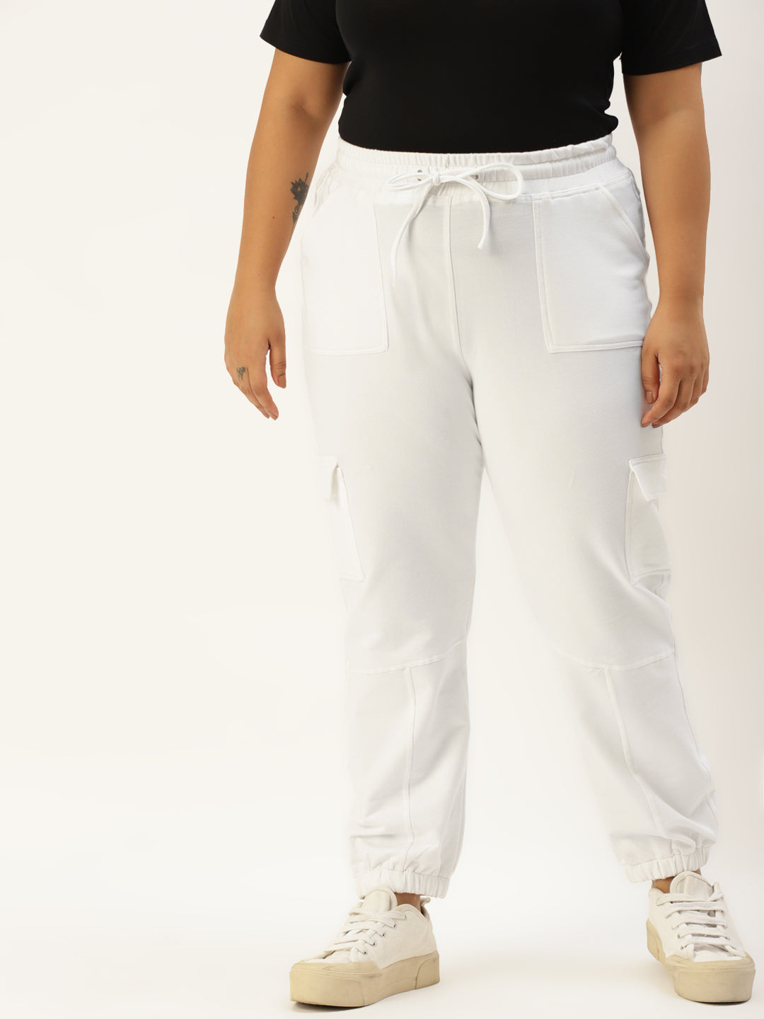 Women Plus Size High-Rise Cargo Joggers