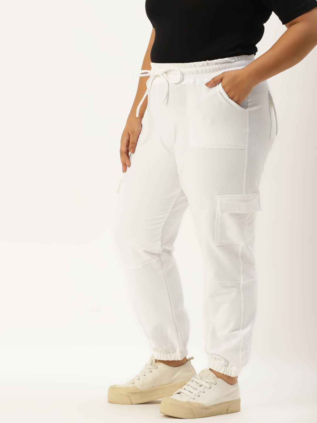 Women Plus Size High-Rise Cargo Joggers