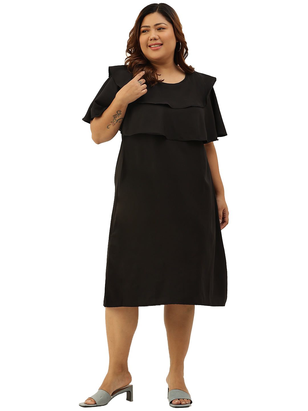 theRebelinme Plus Size Women's Printed Layered Midi Dress