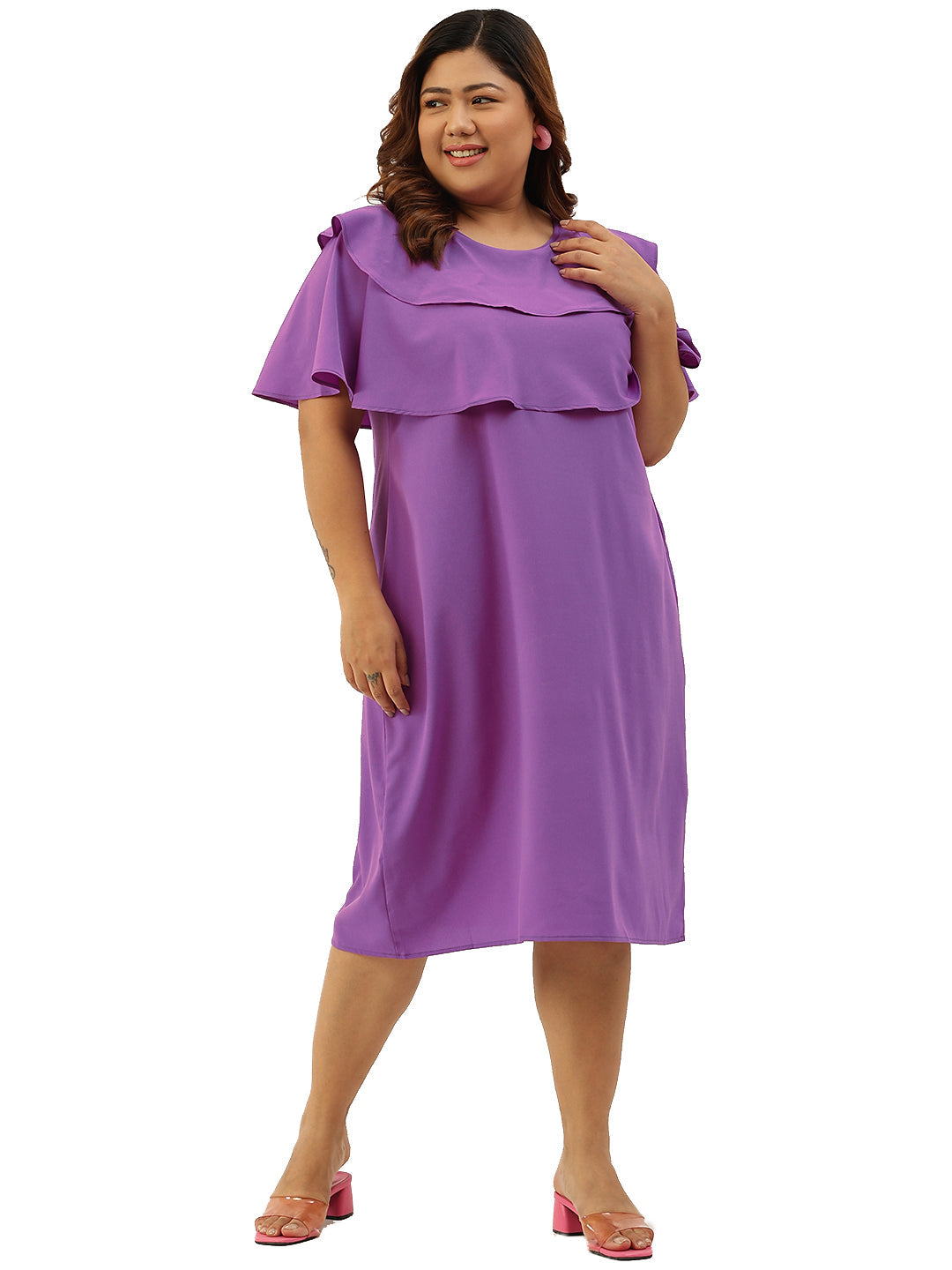 theRebelinme Plus Size Women's Printed Layered Midi Dress