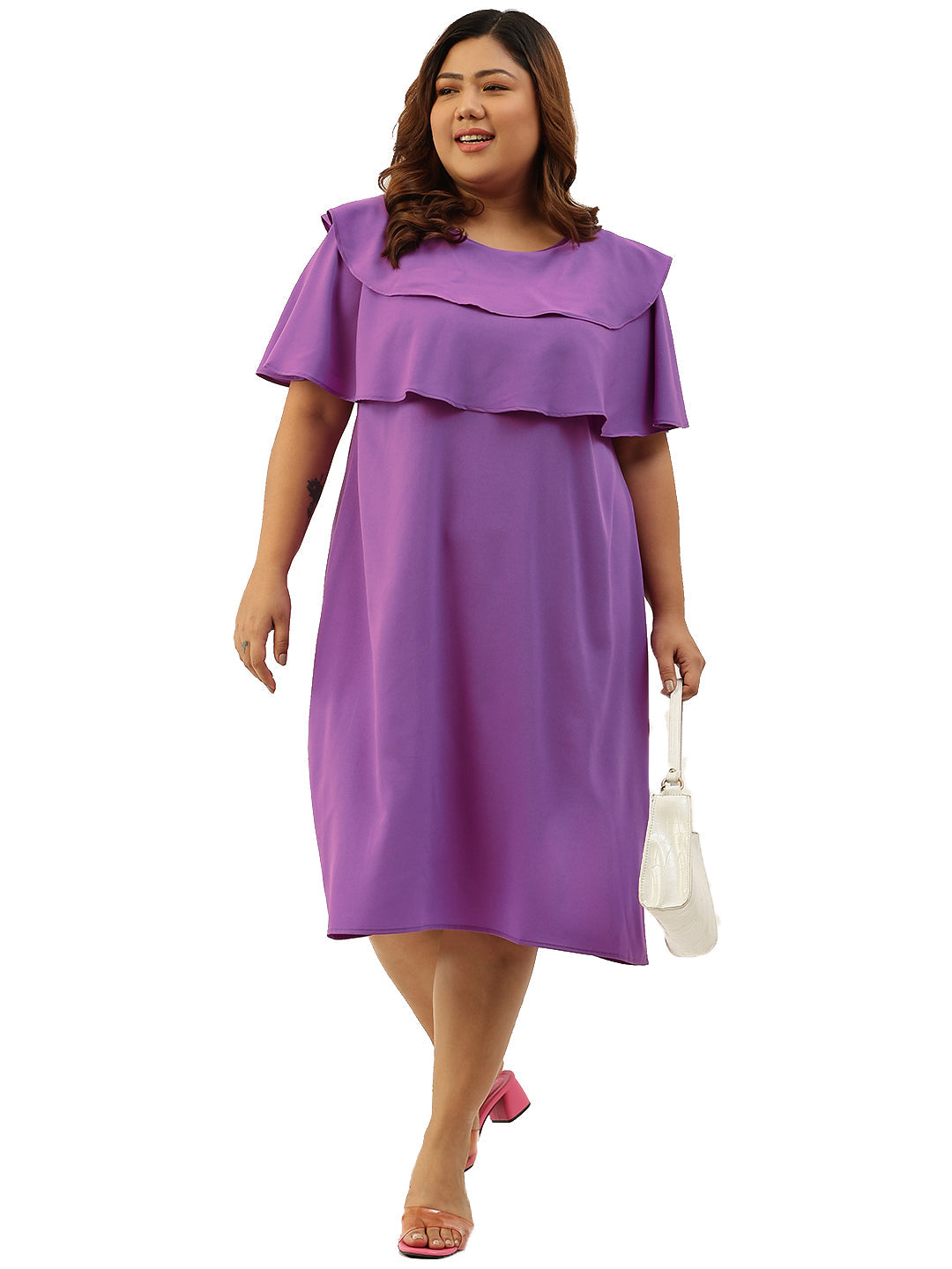 theRebelinme Plus Size Women's Printed Layered Midi Dress