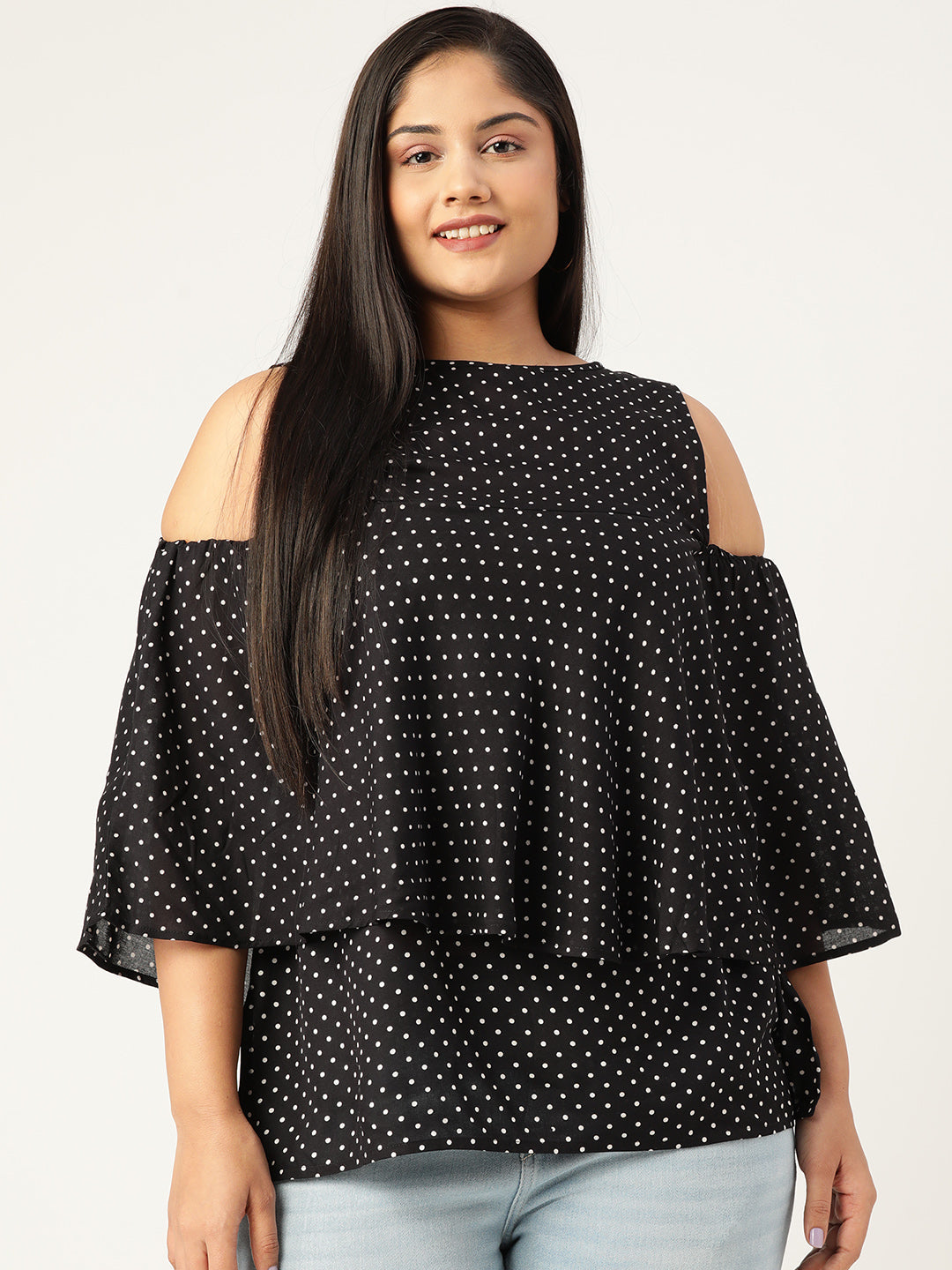 Plus Size Woven Layered Top