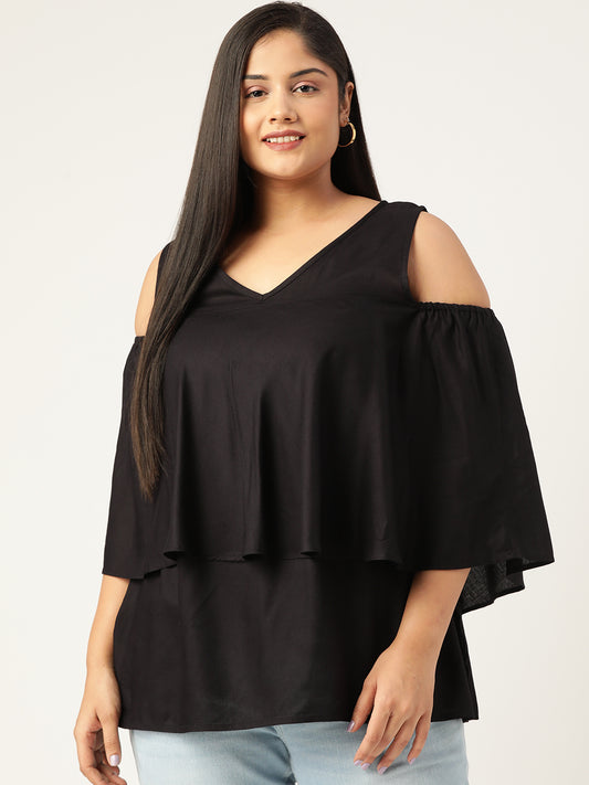 Plus Size Woven Layered Top