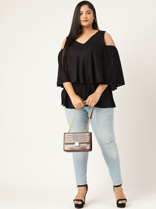 Plus Size Woven Layered Top