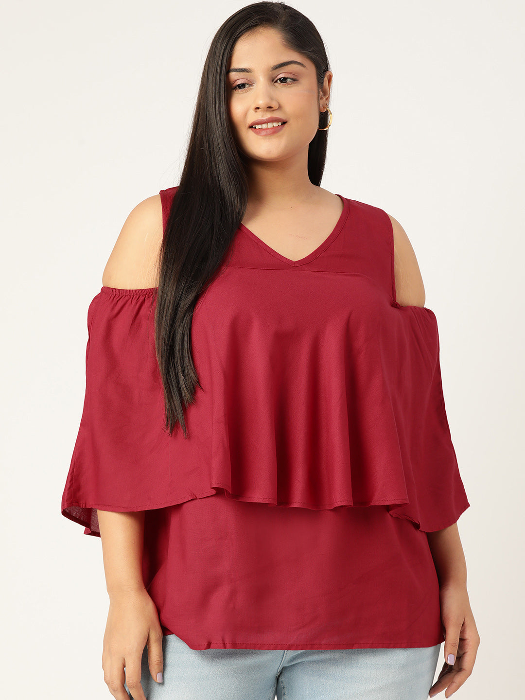 Plus Size Woven Layered Top