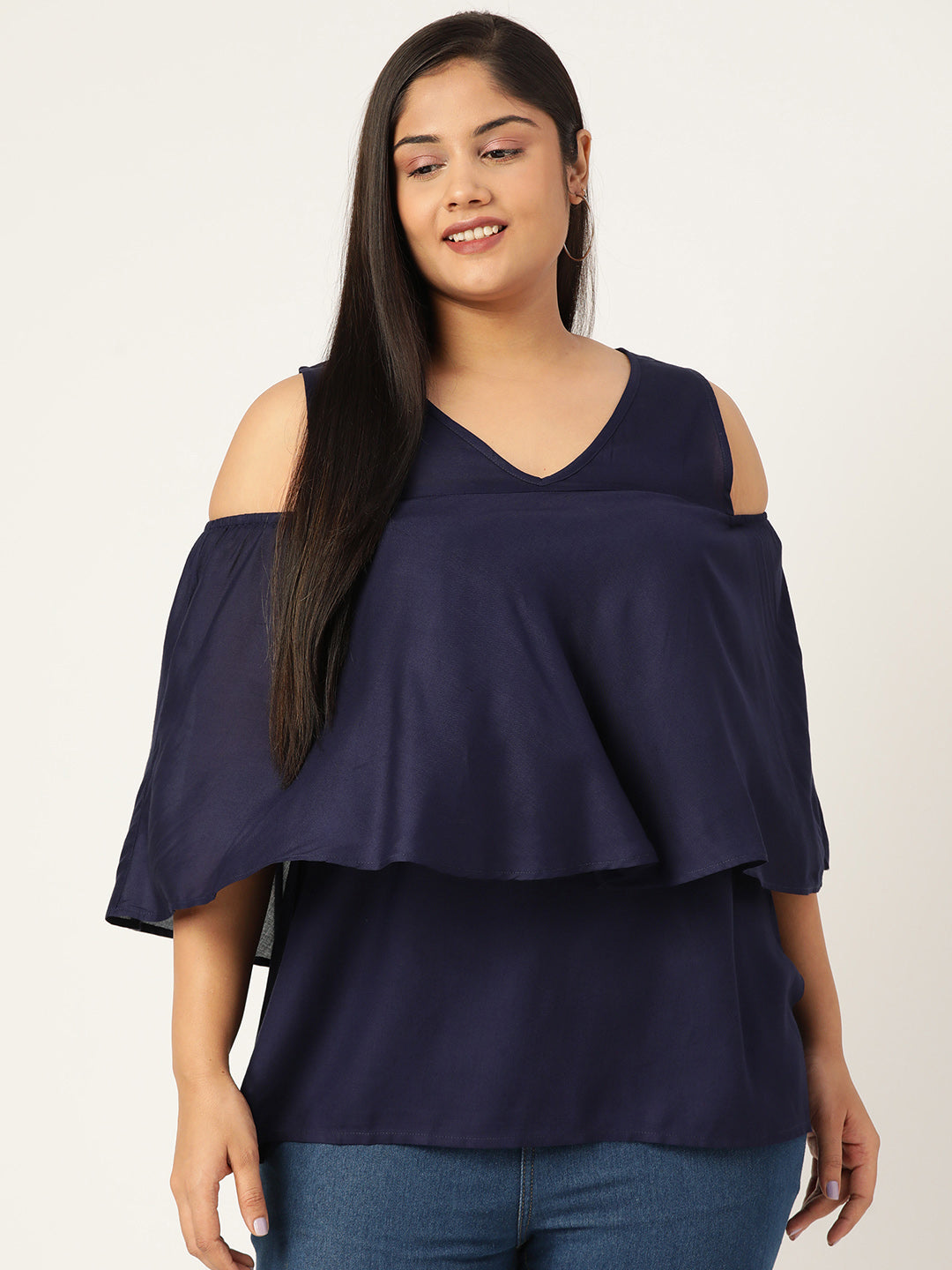 Plus Size Woven Layered Top