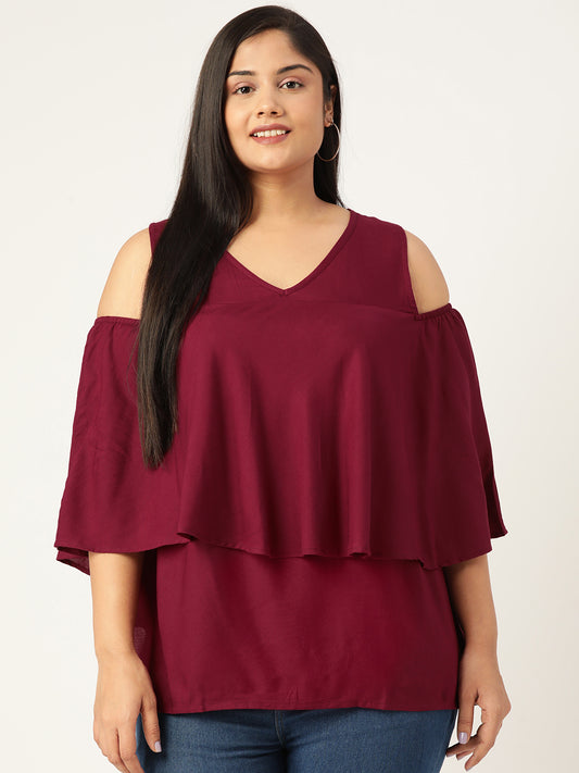 Plus Size Woven Layered Top